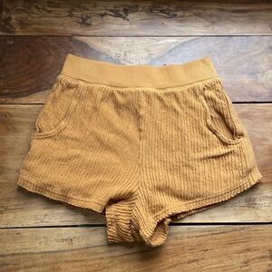 Free People FP Movement Textured Mustard Yellow Stretchy Hot Pants Shorts